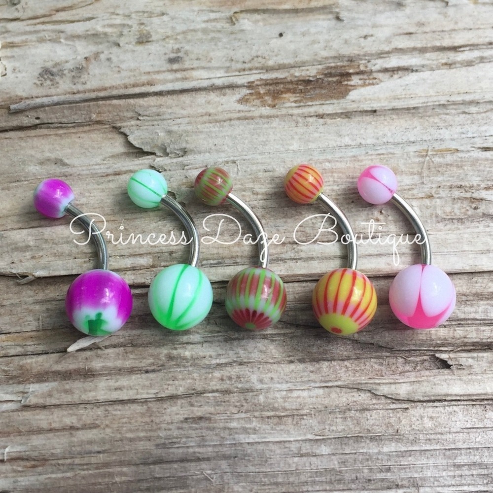 5‎ Multi-Color Belly Button Navel Rings